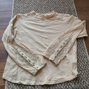 We The Free Cream Embroidered Women's Top Medium